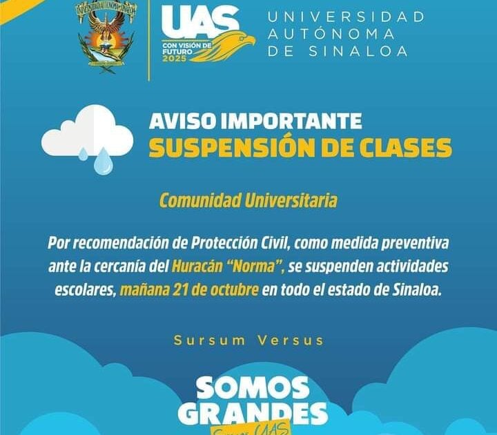 No mandes a tus hijos al PISI La UAS también suspende clases