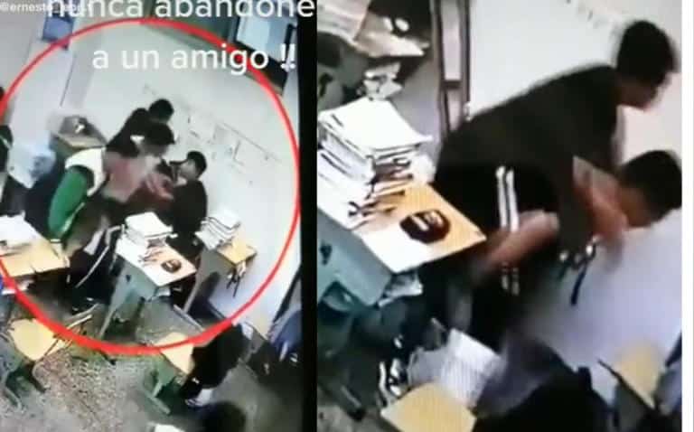 VIRAL: “Un verdadero héroe” Niño carga a su amigo lesionado para sacarlo de salón de clases durante temblor