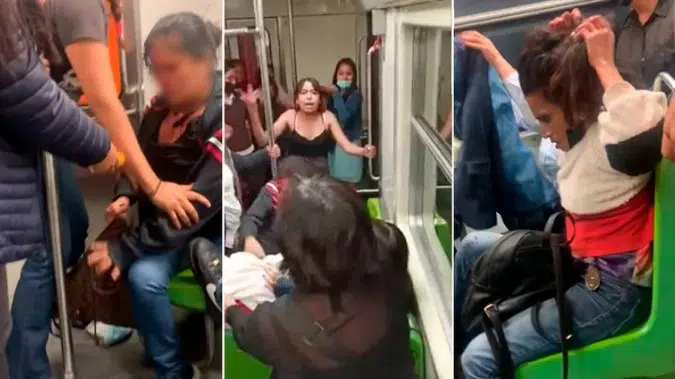 VIDEO: Mujeres desatan brutal riña en vagón del Metro de CDMX