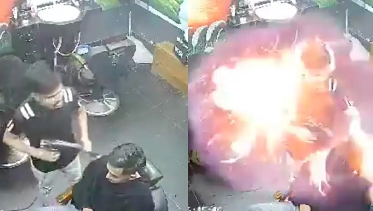 VIDEO: ¡Impactante! Así fue el momento exacto en que una secadora explotó en la cara de un cliente