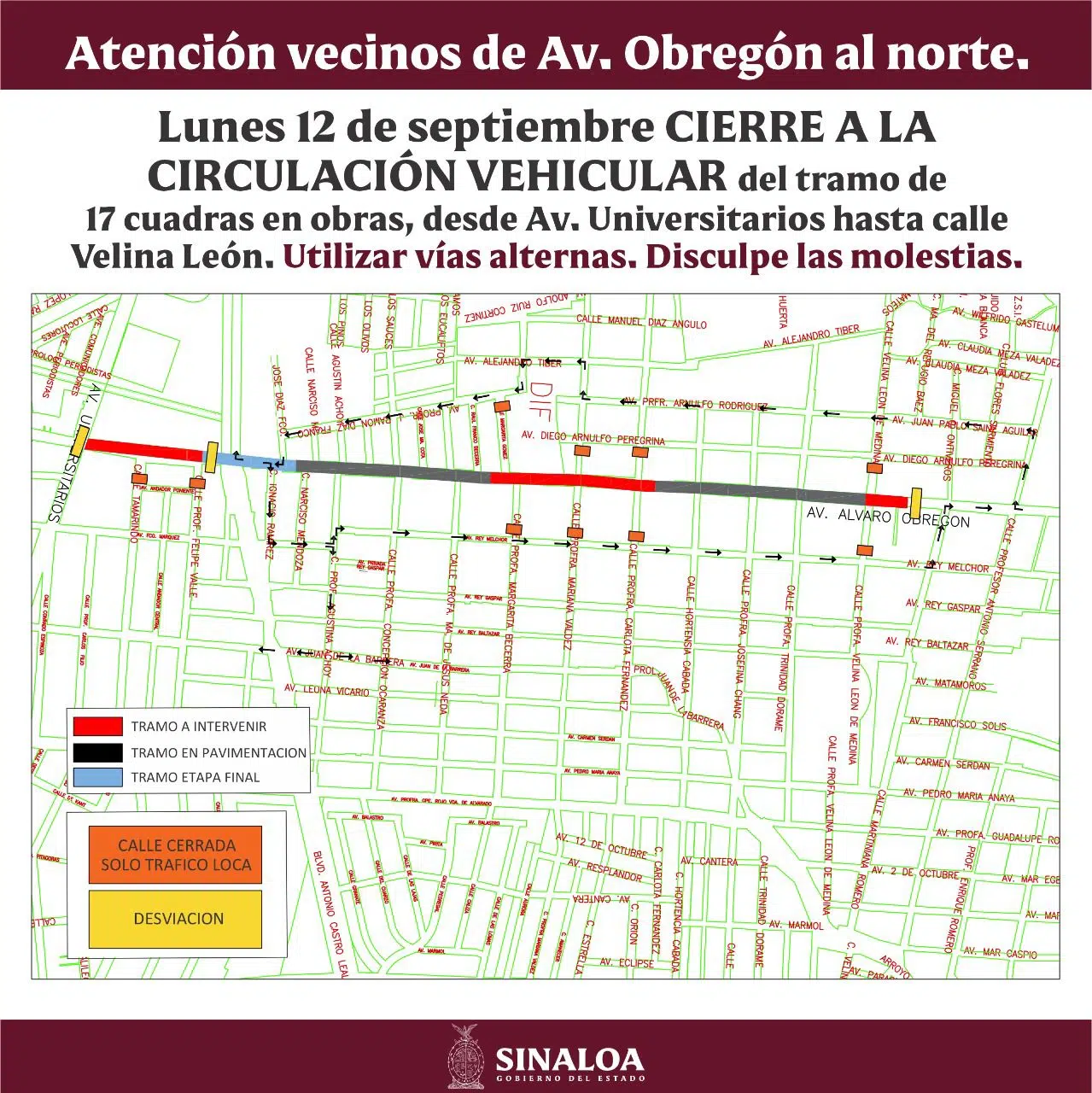 ¿Estás en Culiacán? ¡Evita estas calles, están cerradas!