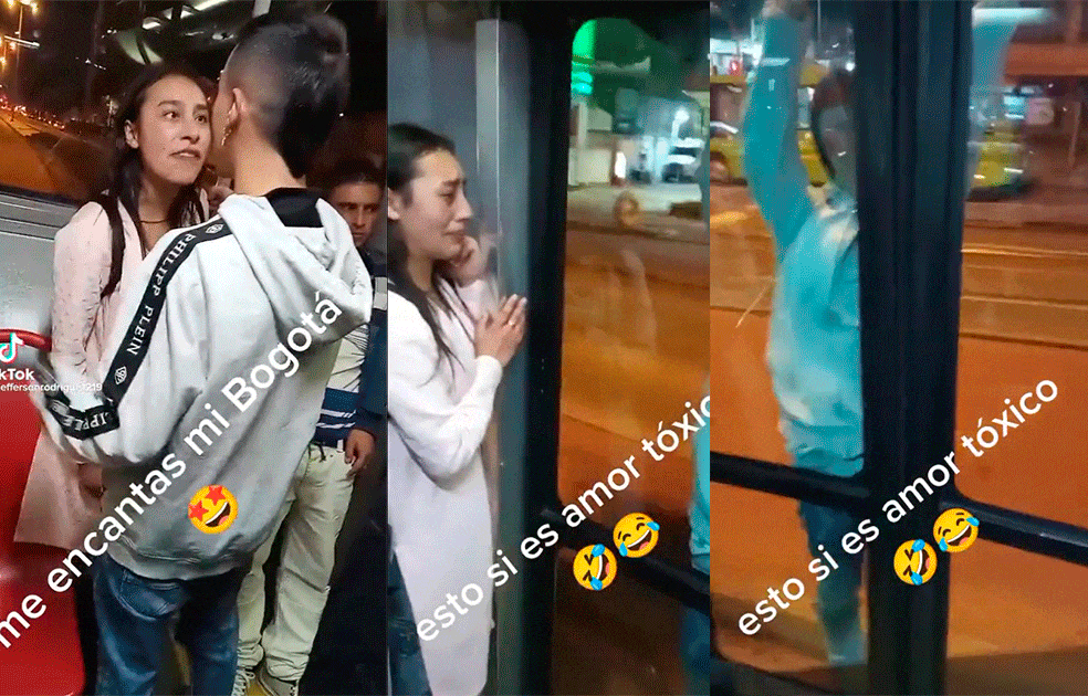 Joven colgado de autobús