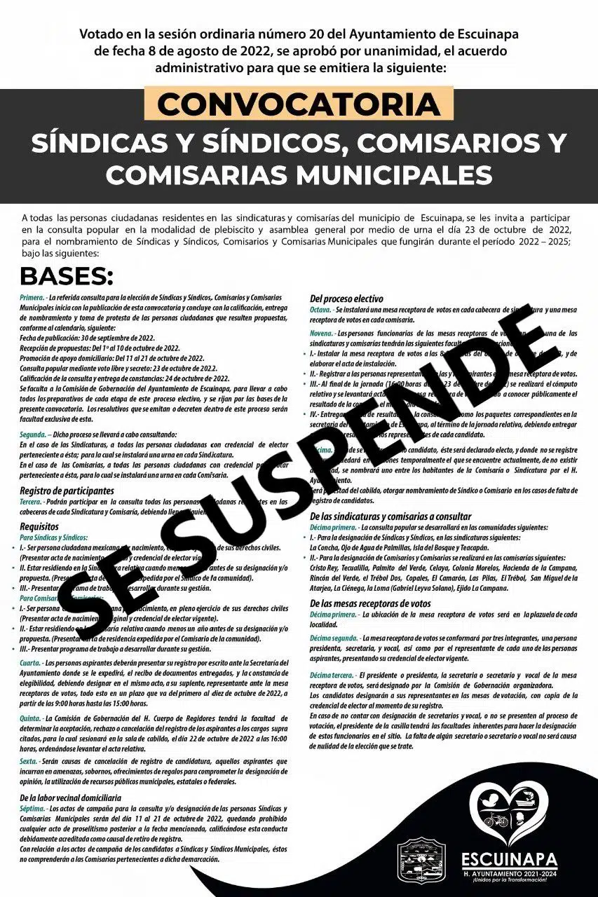 Suspensión de plebiscito en Escuinapa por huracán 