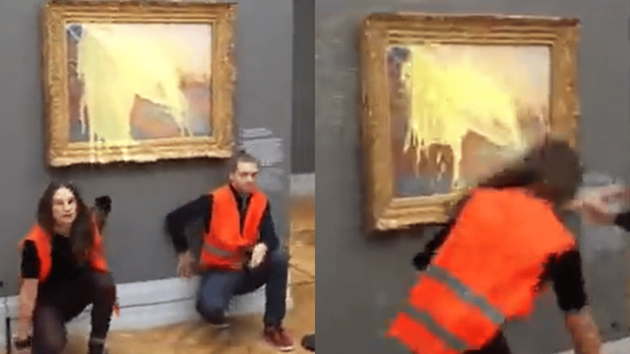 Activistas lanzan puré de papa a obra de Claude Monet en Alemania