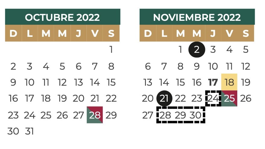 Calendario SEP puente escolar