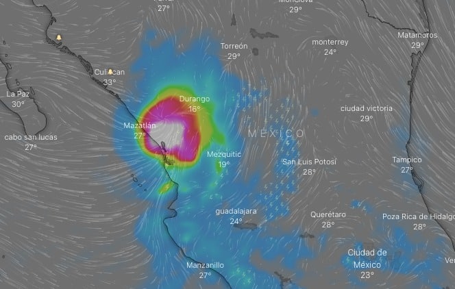 Ciclón “Roslyn” clima Sinaloa