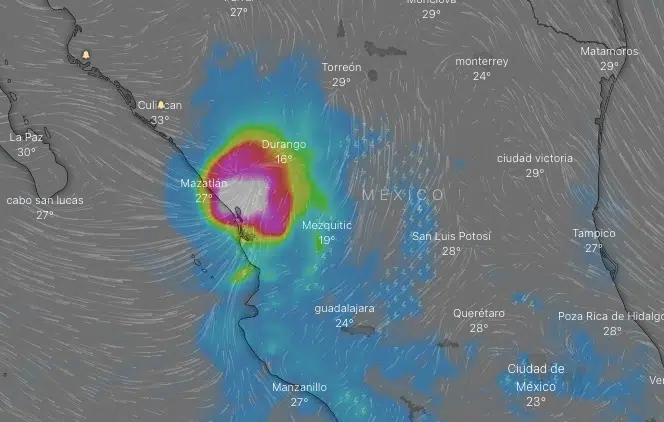 Ciclón “Roslyn” clima Sinaloa