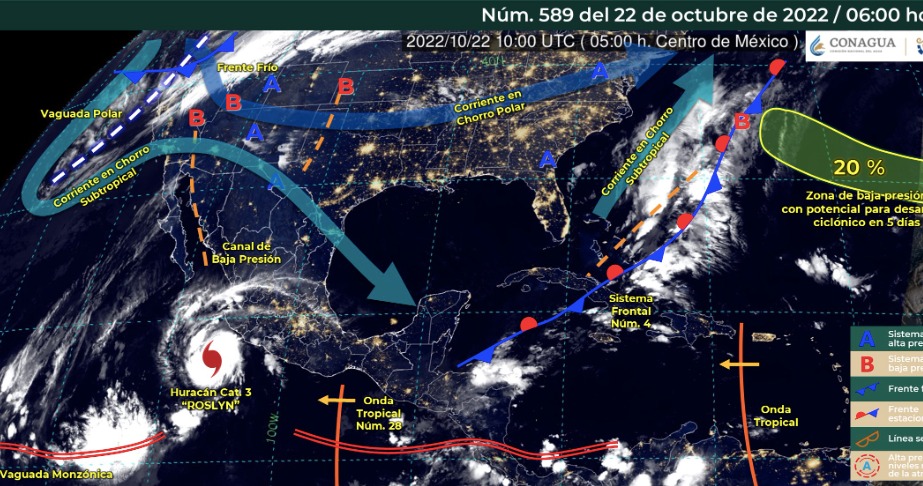 Clima “Roslyn” frente frío noroeste de México