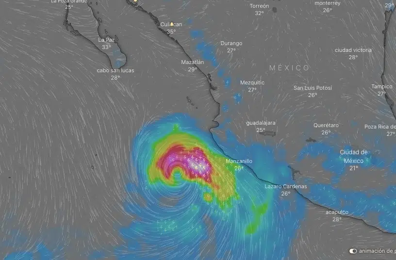 Clima huracán Roslyn México