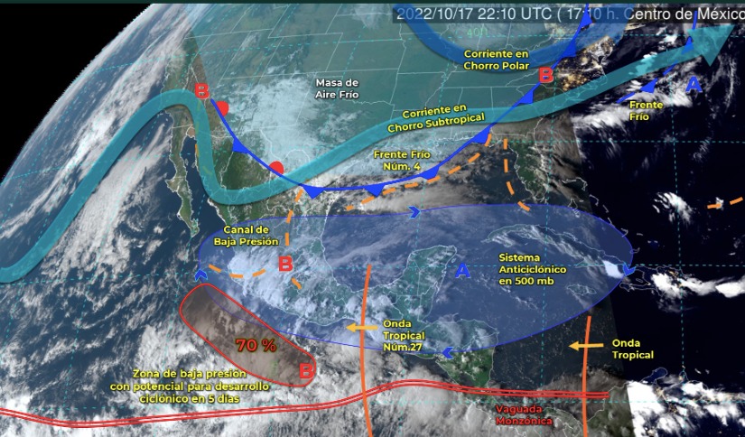 Clima temporal frente frío, onda y baja presión lluvias