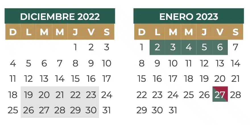 *Foto 2: Calendario escolar SEP diciembre enero de 2022-2023. Foto SEP*