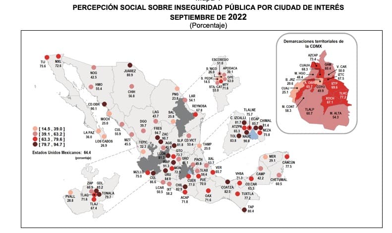 Los Mochis percepción de seguridad encuesta Inegi 