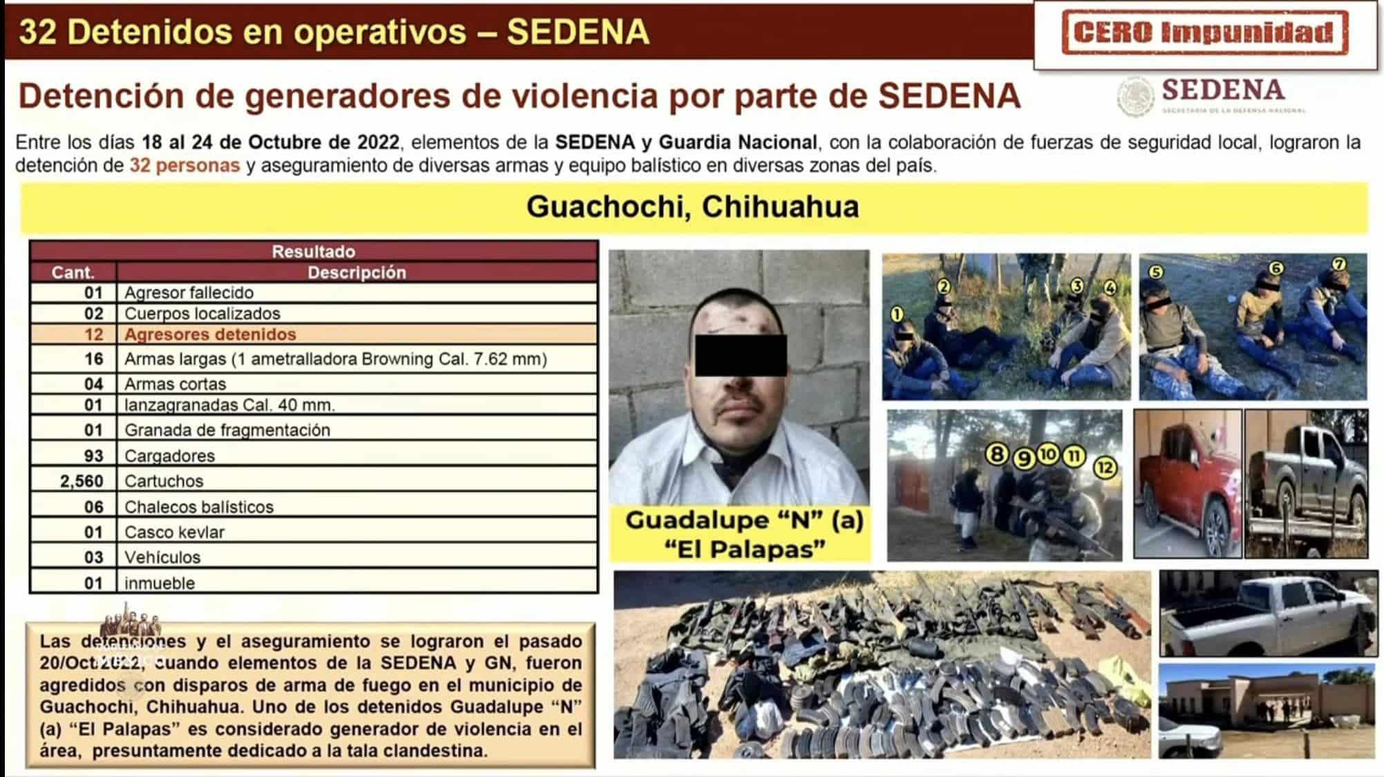 Detienen a 'El Palapas' líder de la Gente Nueva en Guachochi; generador de violencia en la entidad
