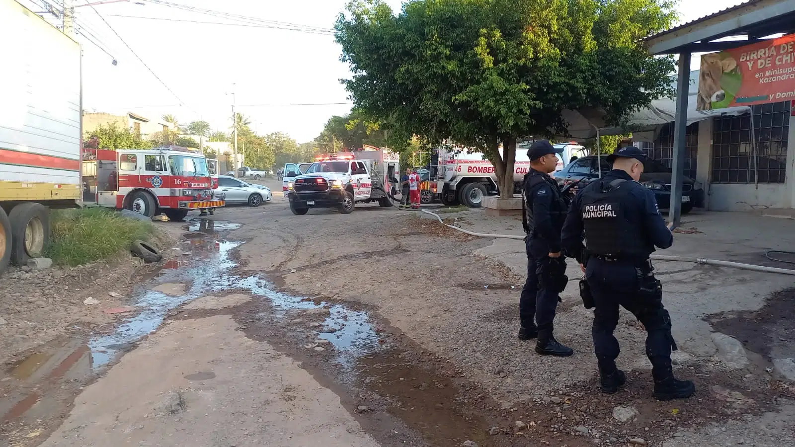 Policías de Culiacán incendio