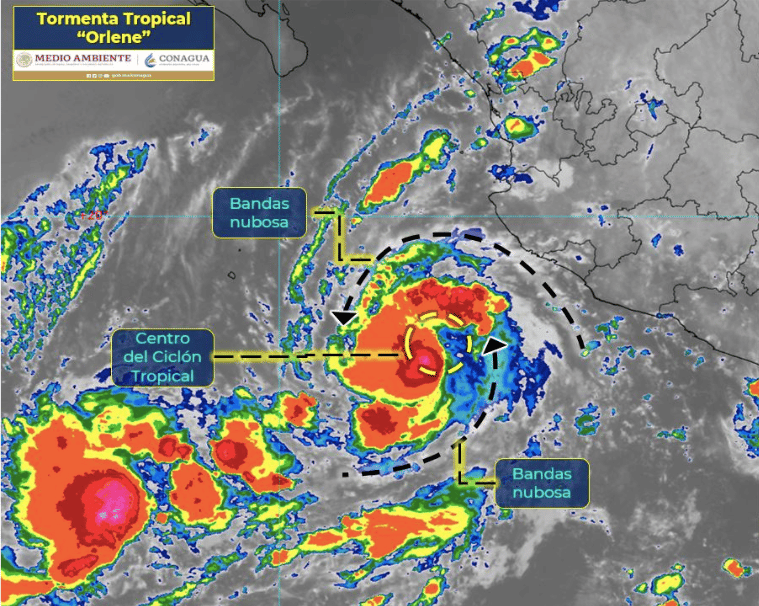 Pronóstico de trayectoria de la tormenta Orlene en el Pacífico