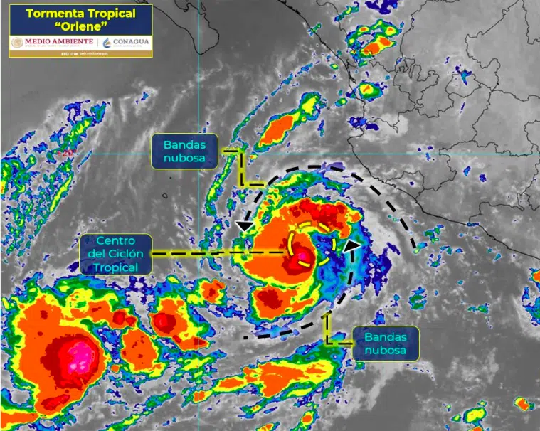 Pronóstico de trayectoria de la tormenta Orlene en el Pacífico