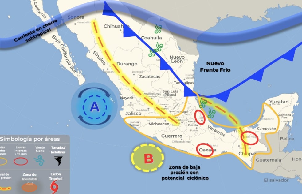 SMN no descarta que zona de baja presión en el Pacífico se fortalezca