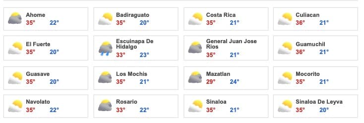 Sinaloa alerta amarilla Roslyn clima