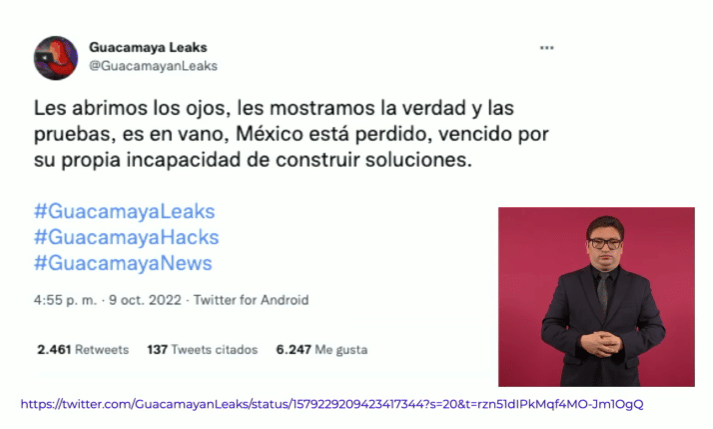 Tweet de Guacamaya Leaks