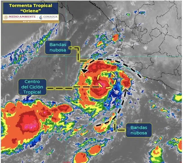 El ciclón ”Orlene de los giros” pierde nivel de huracán dos y enfoca a Escuinapa