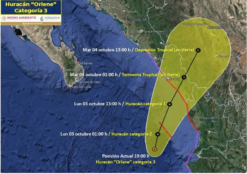 “Orlene” podría presentarse a Sinaloa como huracán uno y vientos arrachados de 185 km/h