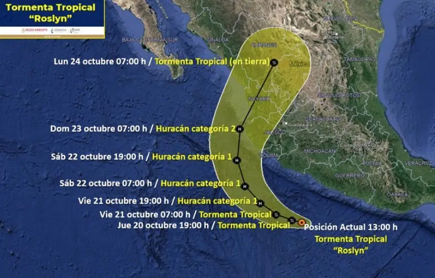 ¡Ojo! 24 horas de incertidumbre con el ciclón “Roslyn”; hasta que sea huracán afinará destino