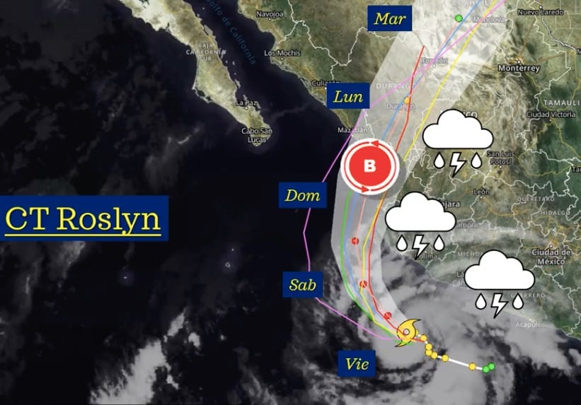 ¿Existe posibilidad de que “Roslyn” gire e ingrese a Sinaloa? ¡Sí, confirma el SMN!