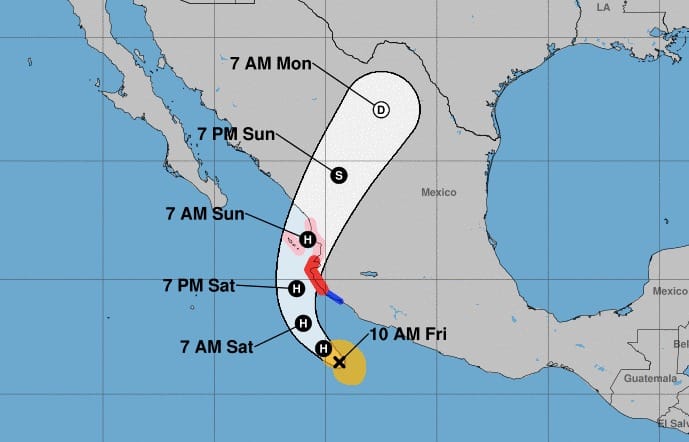 “Roslyn” eleva la fuerza de sus vientos; no es huracán pero ya tiene efectos con este nivel