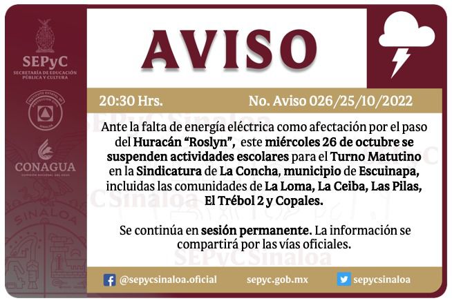 Se mantiene suspensión de clases en escuelas de comunidades de Escuinapa