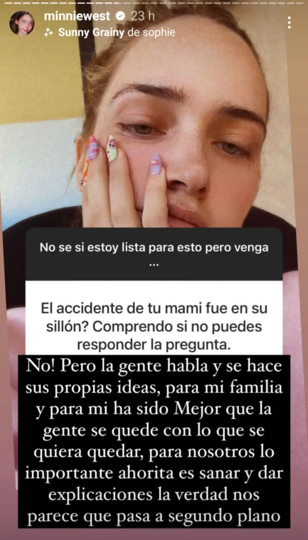 West dijo que decidió internarse porque le diagnosticaron trastorno de estrés post traumático, el cual se detonó porque ella fue la única presente cuando su mamá murió.