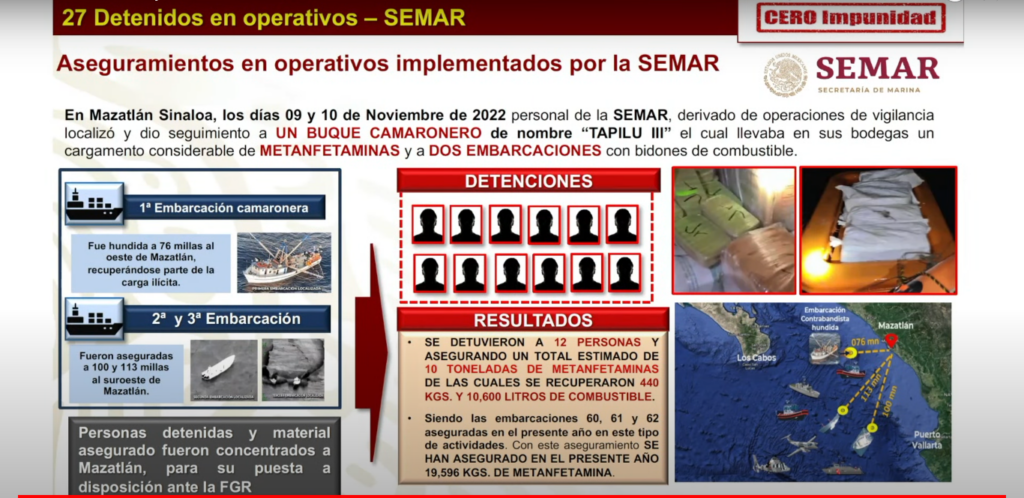 Mazatlán buque camaronero detenido por SEMAR