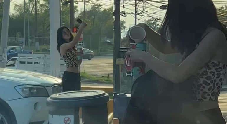Joven se vuelve viral al llenar su vaso de Starbucks con café del Oxxo, se toma selfie al salir de la tienda