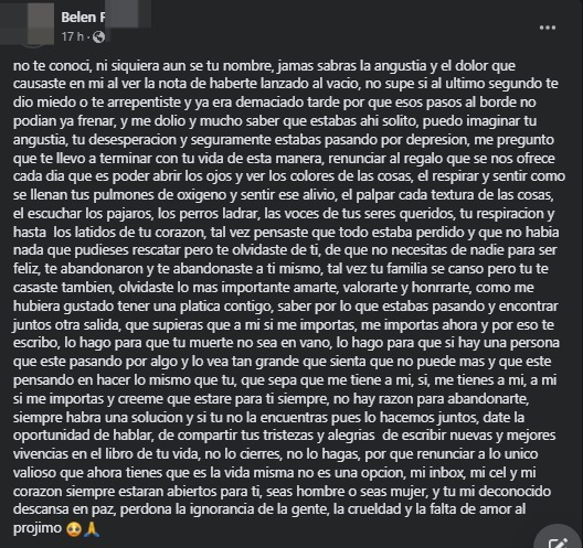“¿Qué te llevó a terminar con tu vida?”: Joven reacciona a muerte de hombre que se tiró de edificio