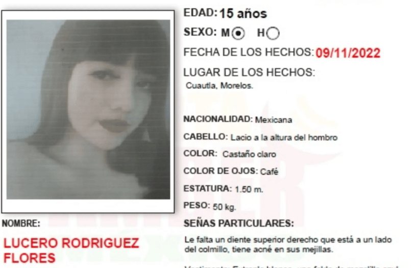 Desaparece Lucero Rodríguez