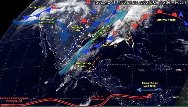 Clima frente frío lluvias, vientos nevadas