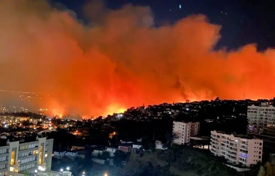 Declaran a Viña del Mar como estado de emergencia tras fuerte incendio forestal