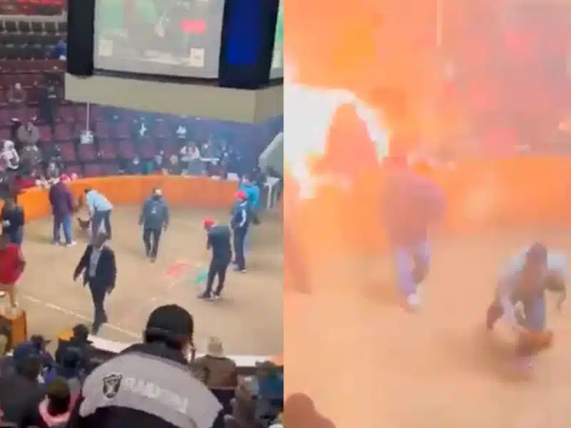 En plena pelea de gallos, se registra fuerte explosión; difunden video