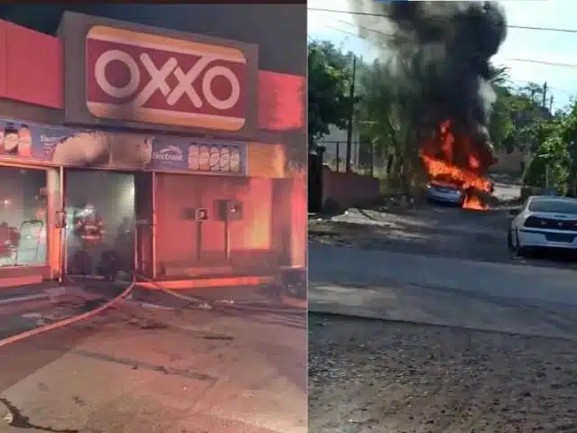 Grupos armados incendian tiendas de conveniencia y vehículos en Guaymas