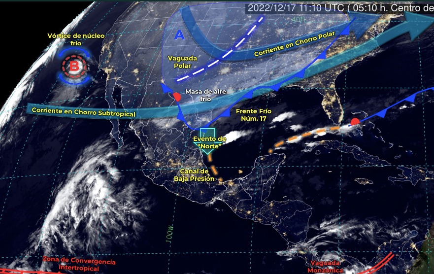 Heladas frente frío vórtice polar nevadas clima México