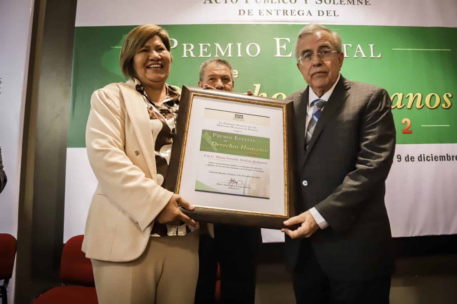 Mirna Nereida galardonada Premio CEDH 2022 Gobernador Rocha Moya