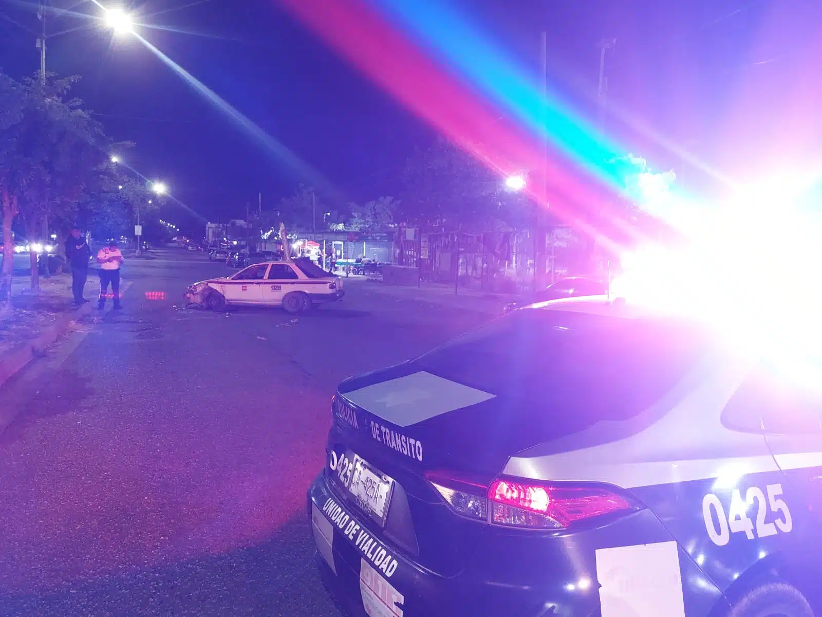 Policíaca Temática Choque Patrulla Vialidad Culiacán Accidente Taxi Auto