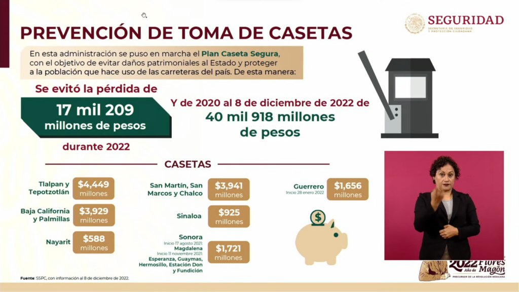 Prevención de toma de casetas Sinaloa