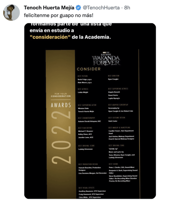Tenoch Huerta en los oscar