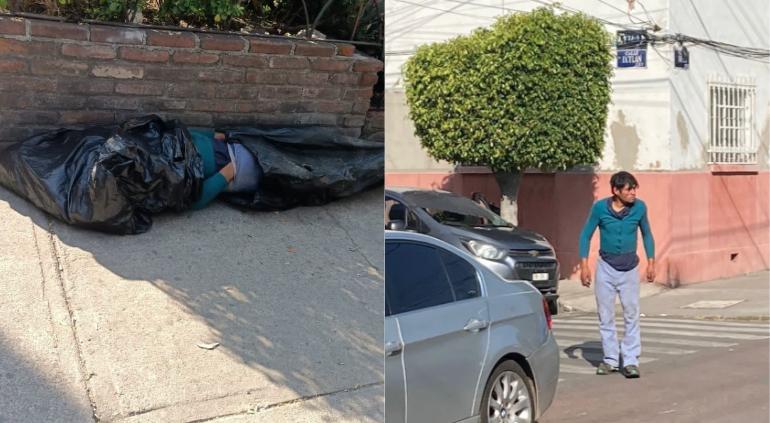 Encuentran embolsado a hombre en plena banqueta; era un indigente y estaba dormido