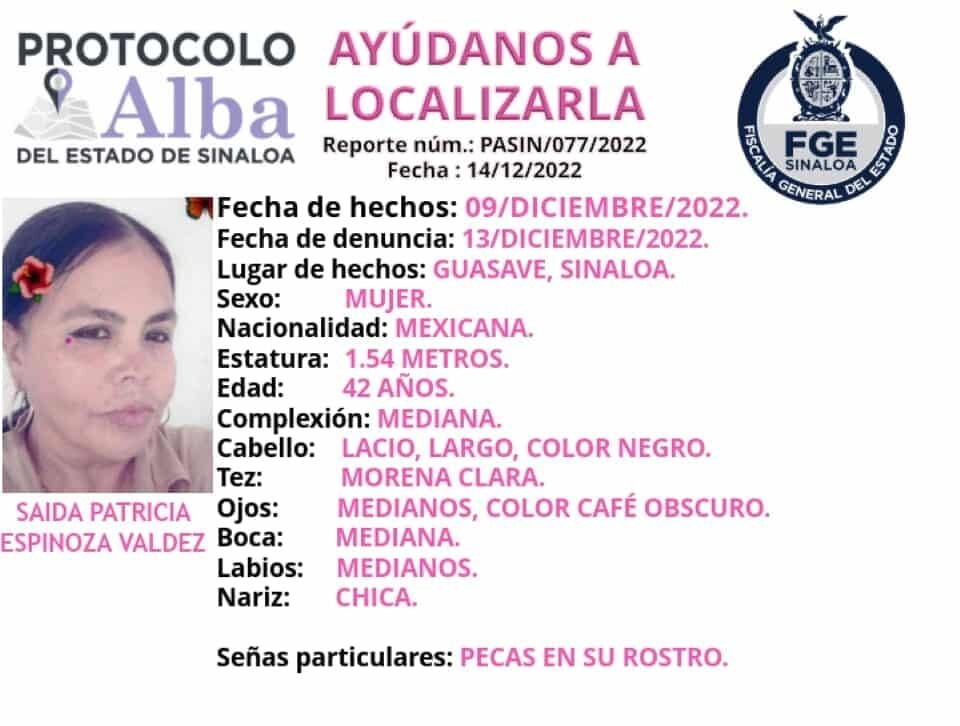 Saida Patricia está desaparecida en Guasave; activa Fiscalía Protocolo Alba