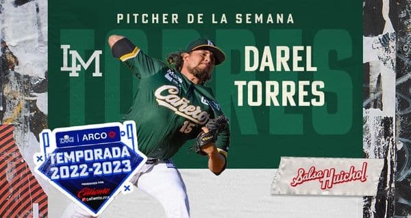 ¡A toda ley! Darel Torres fue galardonado Pitcher de la Semana por la LMP
