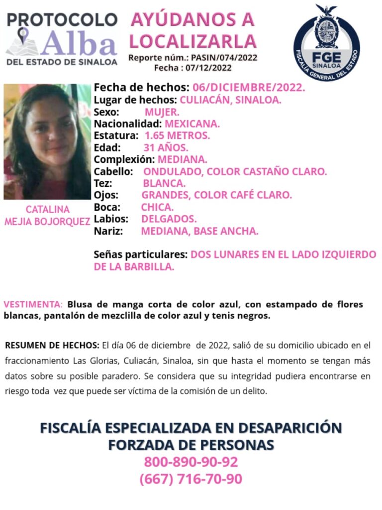 ¡No ha regresado a casa! Catalina Mejía se extravío en Culiacán y es buscada por sus familiares (2)