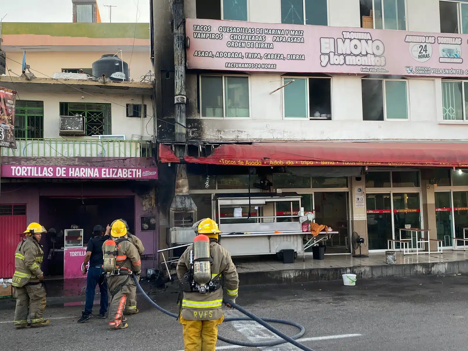 Incendio en taquería de Villa Unión, Mazatlán