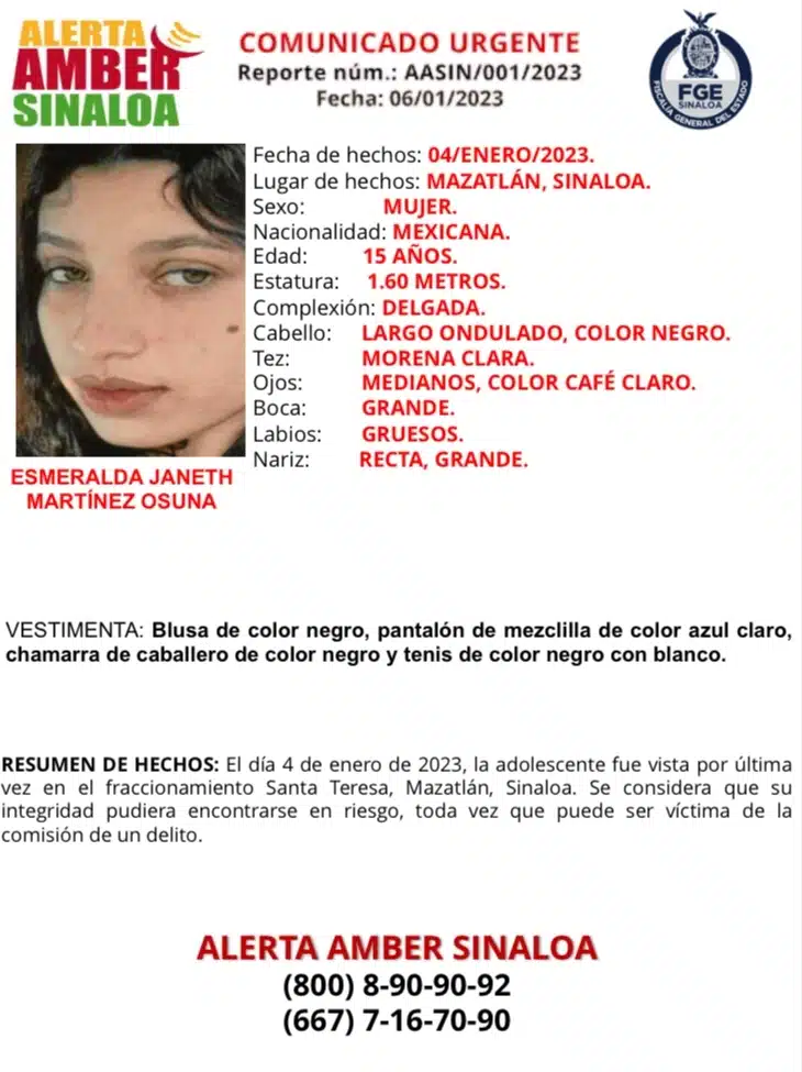 Esmeralda Janeth desaparecida en Mazatlán