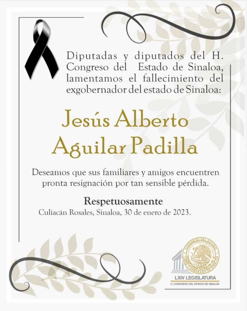 Lamentan en redes sociales muerte del exgobernador Jesús Aguilar Padilla (2)